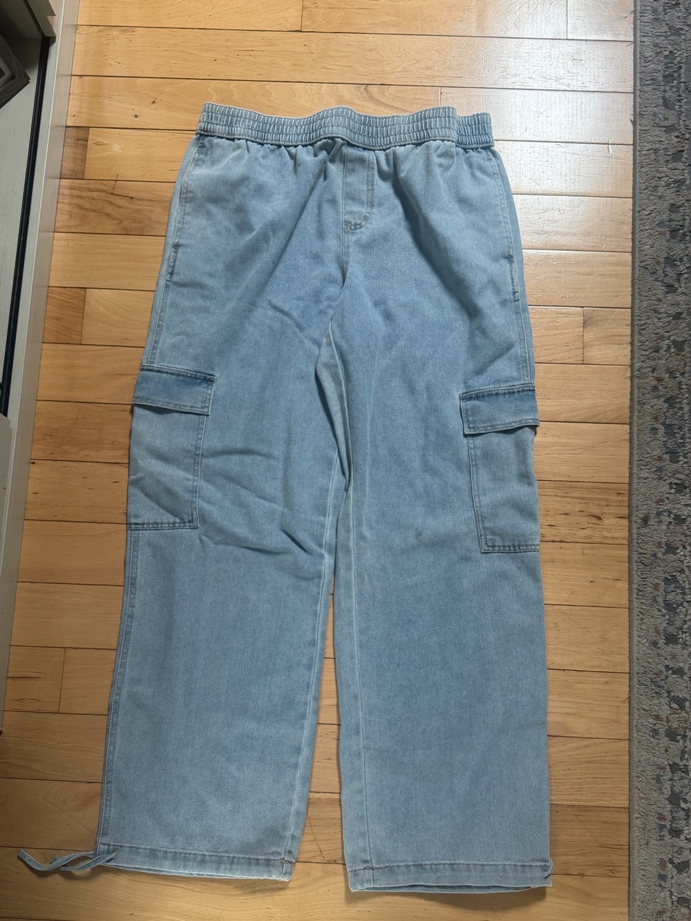 Vanilla Star Women’s Wide Leg Stretch Waist Jeans Denim Blue Size Large